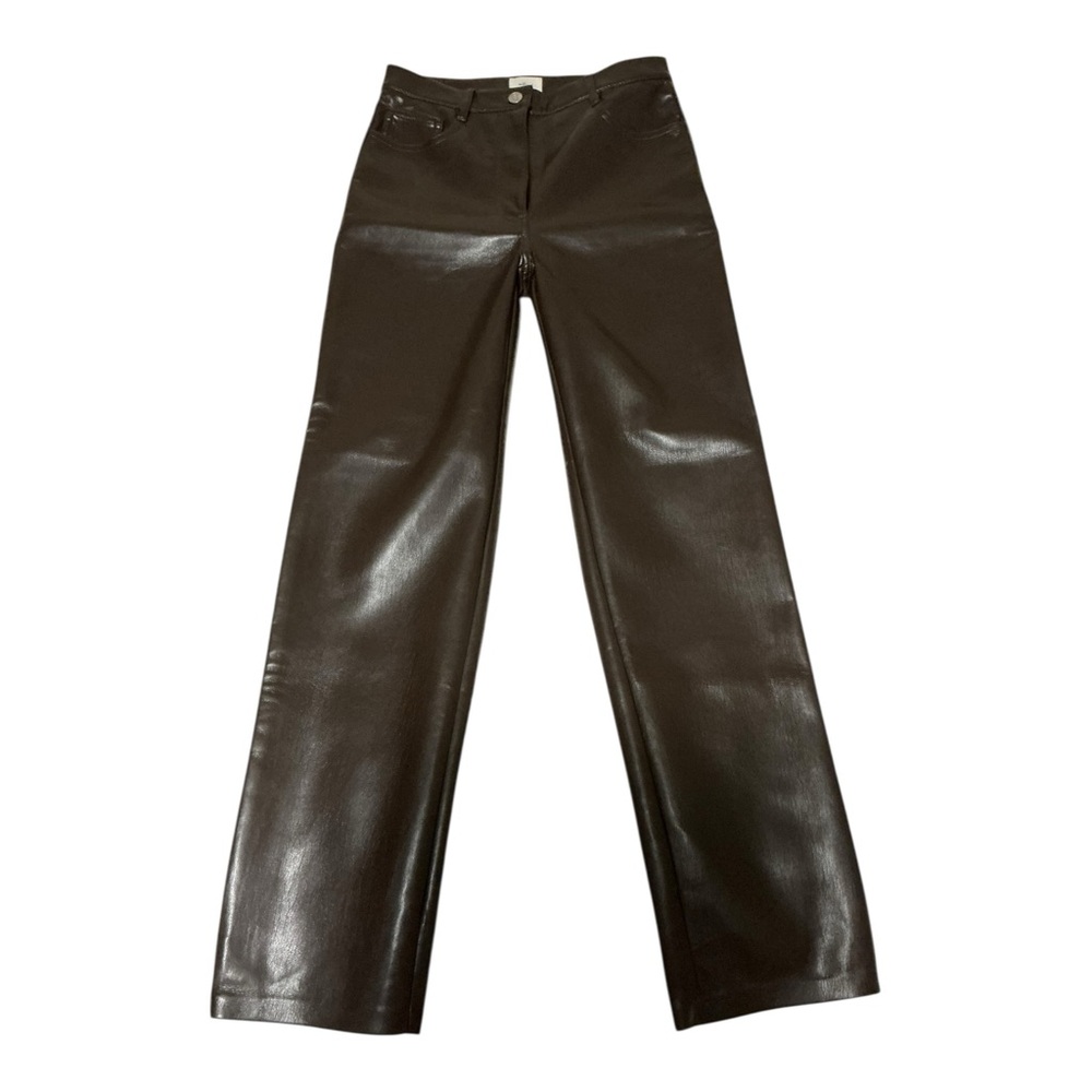 Aritzia Wilfred Dark Brown Faux Leather Pants - Picture 1 of 9